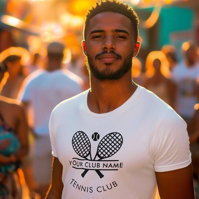 Tennis Club Team Kundenbetreuer T-Shirt (Lawn Tennis Club Members Swag T-Shirt with Black Logo for Men)