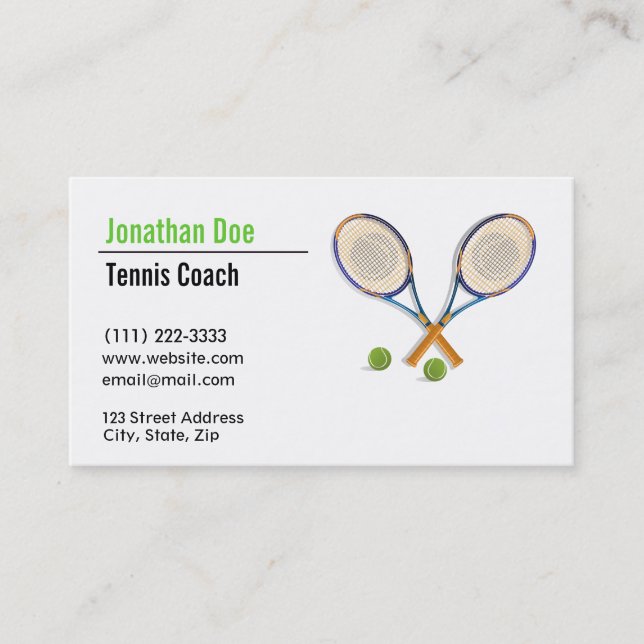 Tennis Coach Business Card Visitenkarte (Vorderseite)