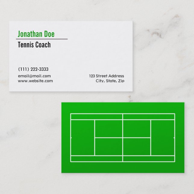 Tennis-Coach Business Card Visitenkarte (Vorne/Hinten)