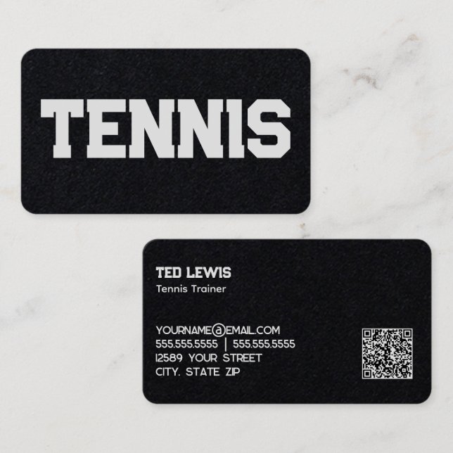 Tennis Coach Custom QR Visitenkarte (Vorne/Hinten)