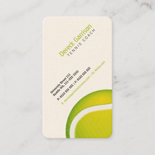 Tennis Coach | Übungsstunden Visitenkarte (Vorderseite)