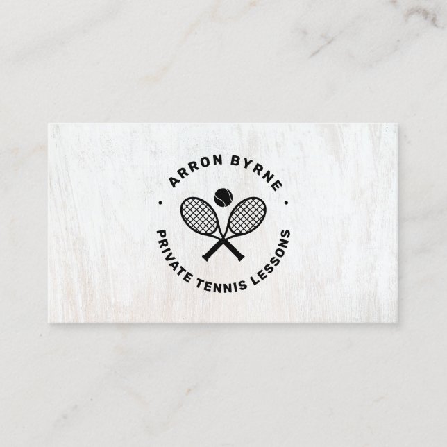 Tennis Coach White Wood Business Card Visitenkarte (Vorderseite)