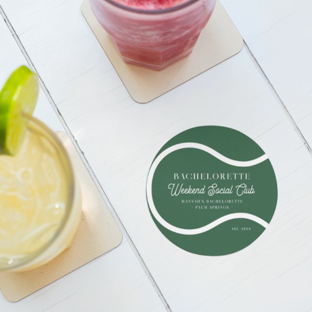 Tennis Country Club | Bachelorette Runder Pappuntersetzer (Von Creator hochgeladen)