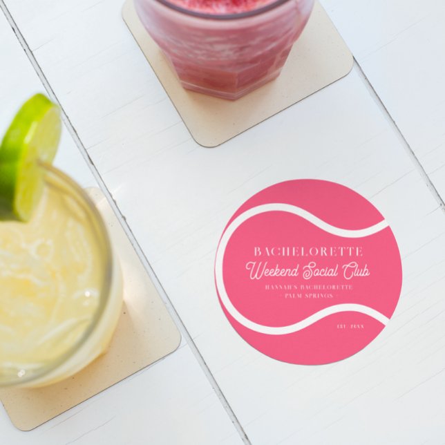 Tennis Country Club | Bachelorette Runder Pappuntersetzer (Von Creator hochgeladen)