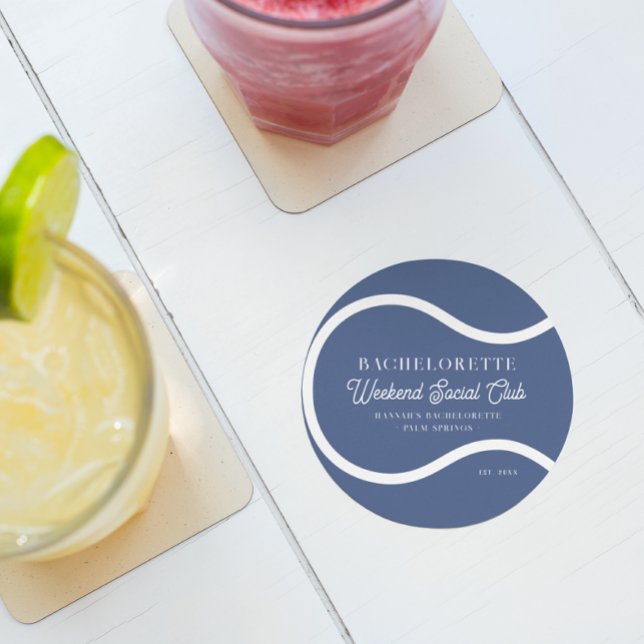 Tennis Country Club | Bachelorette Runder Pappuntersetzer (Von Creator hochgeladen)