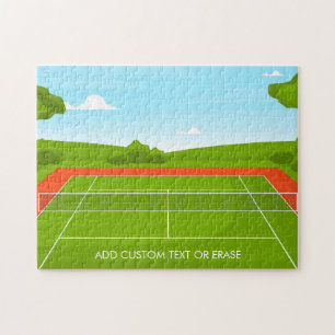 Tennis Court Illustration Grüngras Hinzufügen Text Puzzle
