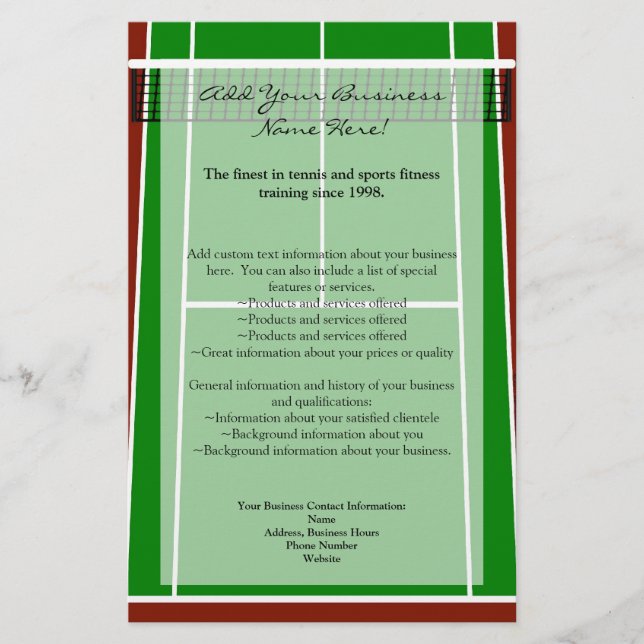 Tennis Court Layout Graphic Flyer (Vorne)