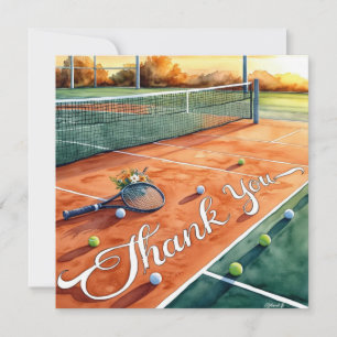 Tennis Court mit Dankeschön Platz auf dem Platz Dankeskarte