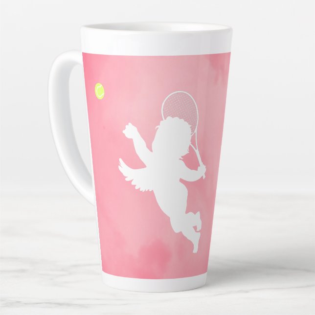 Tennis Cupid Latte Tasse (Linke Ecke)