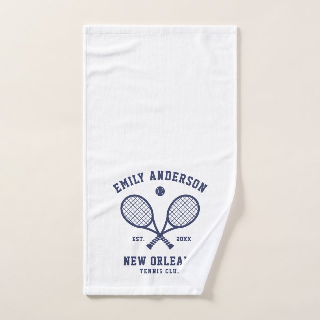 Tennis Custom Club Navy Blue On White Handtuch (Handtuch)