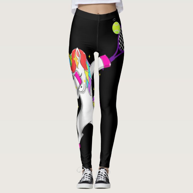 TENNIS DABBING UNICORN GIRLS PLAYER GIFT LEGGINGS (Vorderseite)