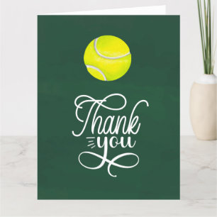 Tennis danke Ihnen Karte mit Ball auf Platz