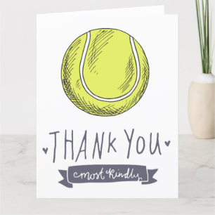 Tennis danke Ihnen Karte mit Ball auf Platz