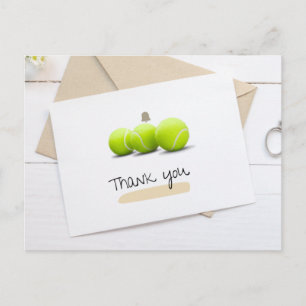 Tennis Danke mit dem Tennis auf Weiß Postkarte