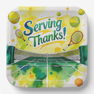 Tennis Danke Party mit Schläger und Ball Pappteller