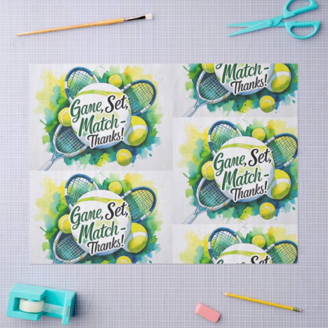 Tennis Danke Party mit Schläger und Ball Seidenpapier (Basteln)