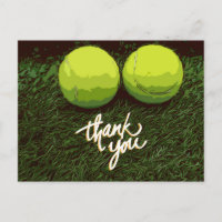 Tennis Dankeschön Karte mit Tennisball auf Grün