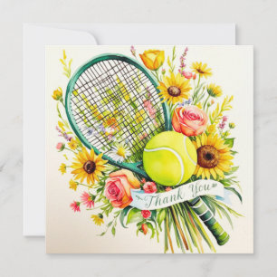Tennis Dankeschön Kartenschläger und Ballfarbe Dankeskarte