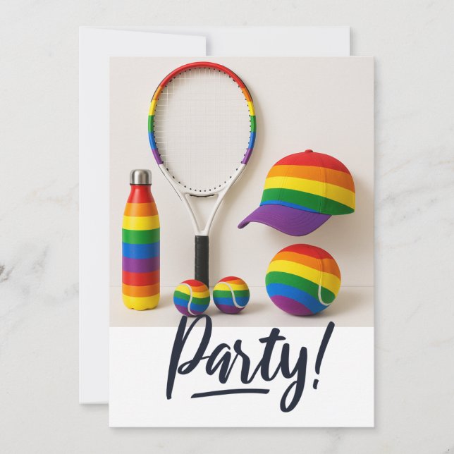 Tennis Das Rainbow-Party des Pride Month Einladung (Vorderseite)