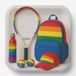 Tennis Das Thema des monatlichen Regenbogens Pappteller