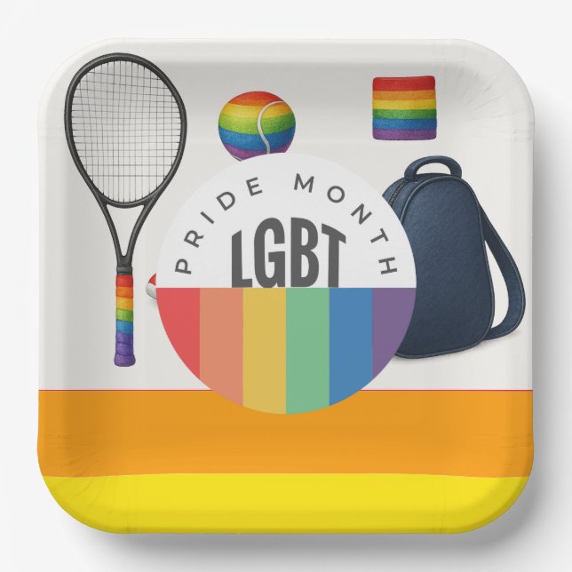Tennis Das Thema des monatlichen Regenbogens Pappteller (Vorderseite)