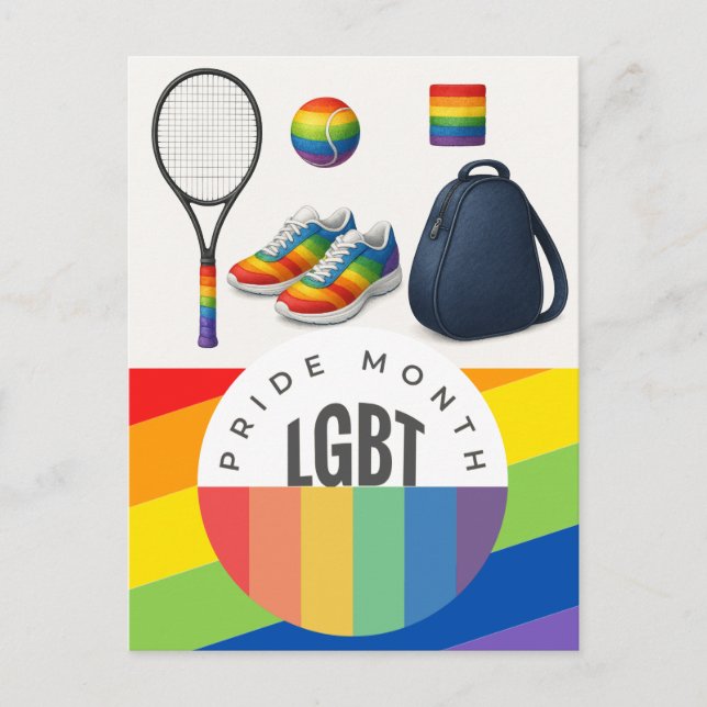 Tennis Das Thema des monatlichen Regenbogens Postkarte (Vorderseite)