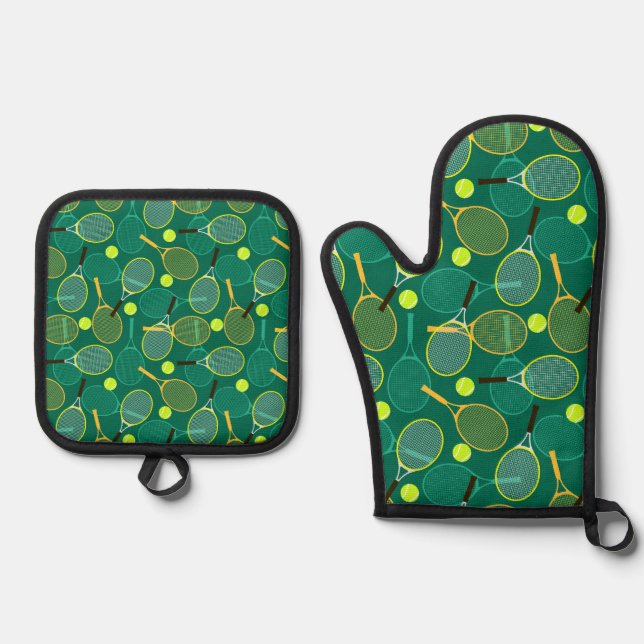 Tennis Design Ofenhandschuh & Topflappen-Set (Vorderseite)