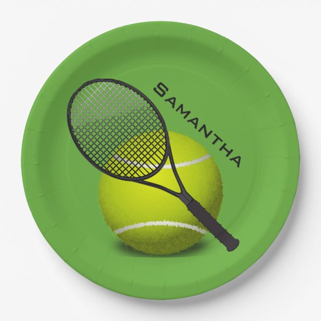 Tennis Design Paper Party Plate Pappteller (Vorderseite)