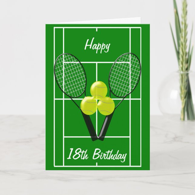 Tennis Design Personalisiert 18. Geburtstag Karte (Vorderseite)
