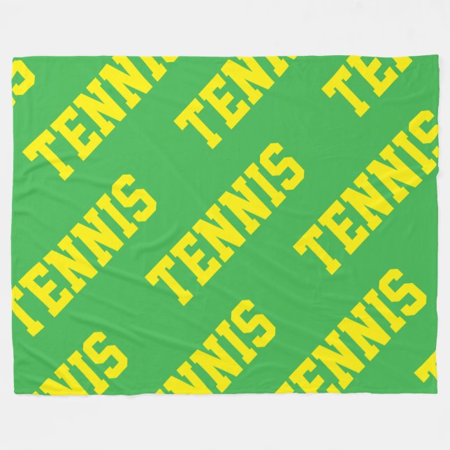 TENNIS Diagonal Bright Yellow Text On Kelly Green Fleecedecke (Vorderseite (Horizontal))