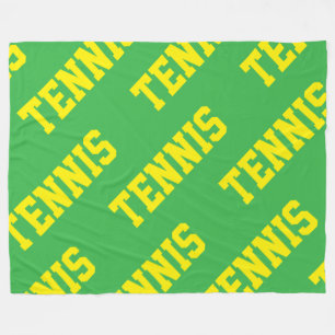 TENNIS Diagonale helle gelbe Schrift auf Kelly-Grü Fleecedecke