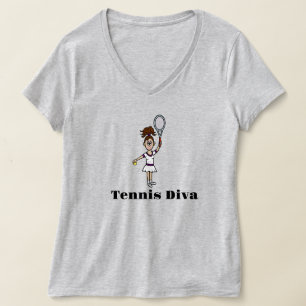 Tennis-Diva-T-Shirt für Frauen - Brünette T-Shirt