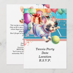 Tennis Dog Birthday Party Einladung