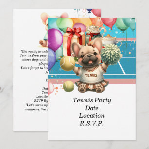 Tennis Dog Birthday Party Einladung
