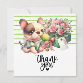 Tennis Dog mit Ball und Gegenwart Dankeskarte