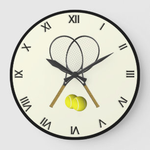Tennis-Doppel-Creme Große Wanduhr