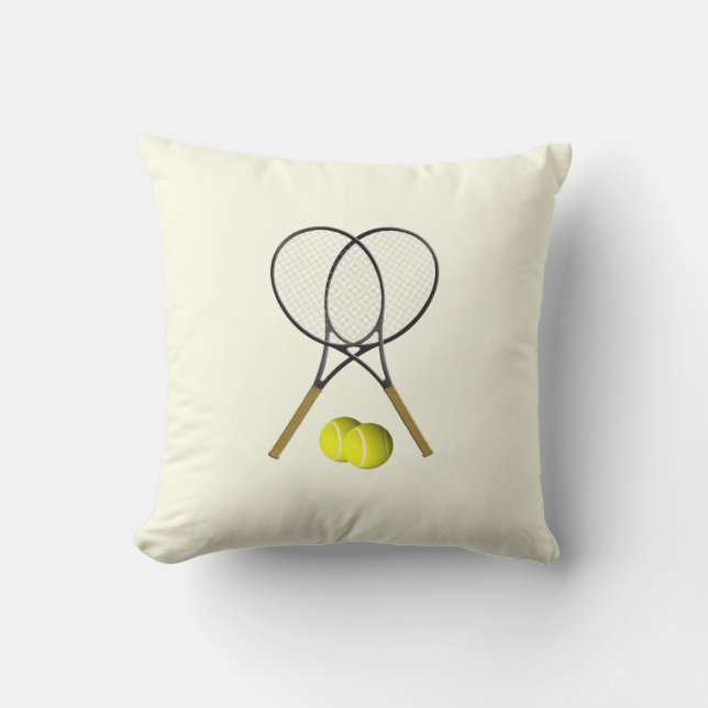 Tennis Doubles Cream Throw Kissen (Vorderseite)