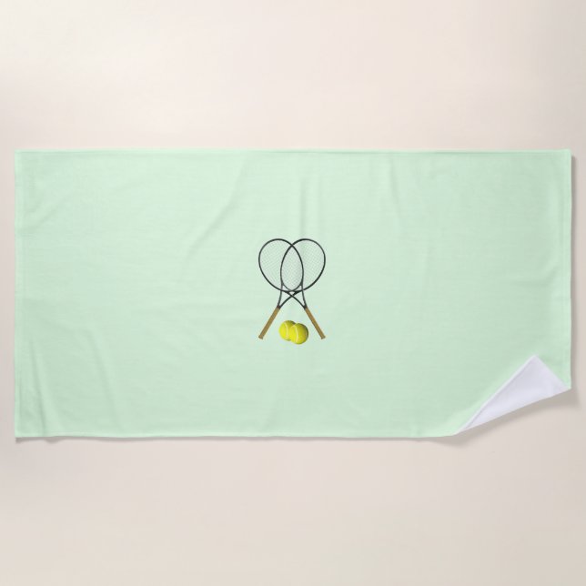 Tennis Doubles Green Strandtuch (Vorderseite)