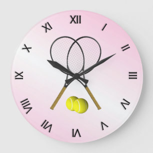 Tennis Doubles Pink Sports Große Wanduhr