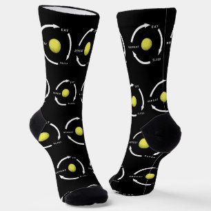 Tennis Eat Sleep Wiederholung Sportfan Sprichwort Socken