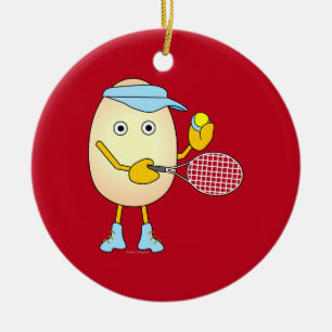 Tennis Egghead Keramik Ornament