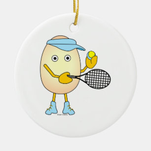Tennis Egghead Keramik Ornament