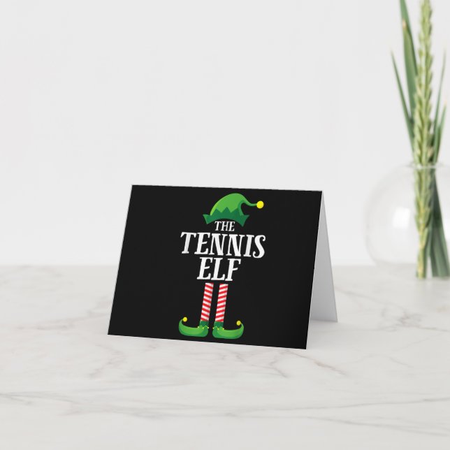 Tennis Elf Matching Familiengruppe Weihnachts-Part Einladung (Vorderseite)