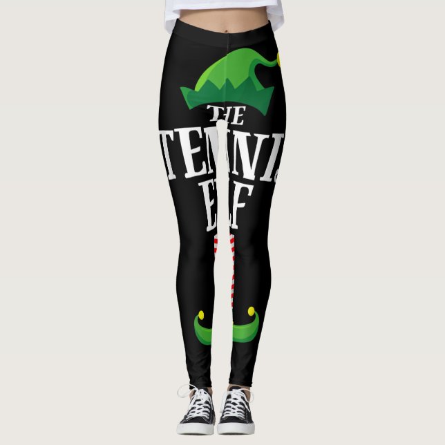 Tennis Elf Matching Familiengruppe Weihnachts-Part Leggings (Vorderseite)