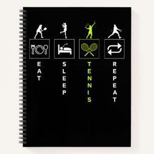 Tennis essen schlafen wiederholen notizbuch