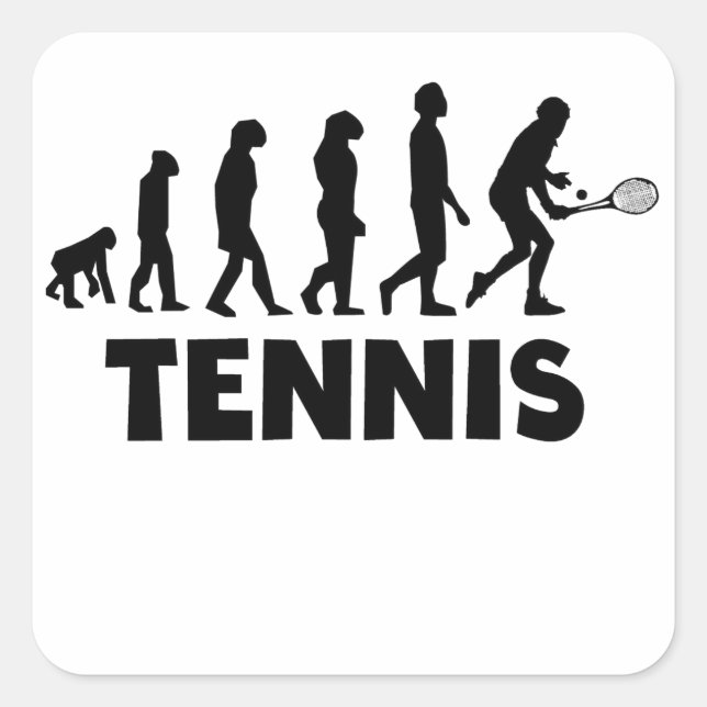 Tennis-Evolution Quadratischer Aufkleber (Vorderseite)