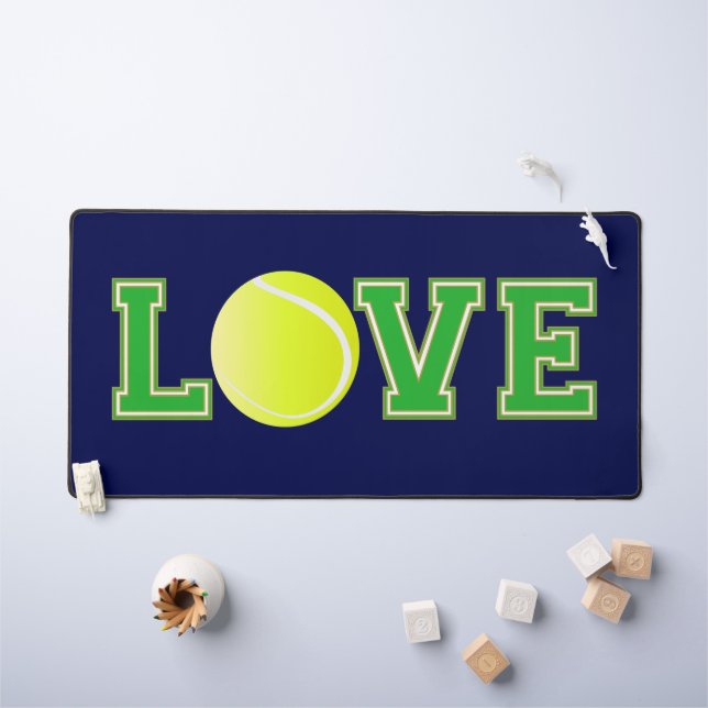 Tennis Fan, Liebe Tennis Typografie Schreibtischunterlage (Kindertisch)