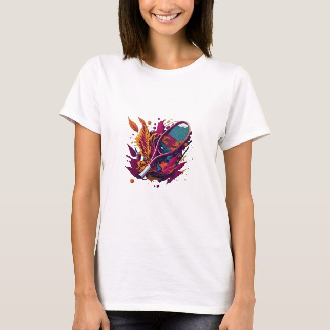 Tennis farbenfrohe Gestaltung für Tennis Liebhaber T-Shirt (Vorderseite)