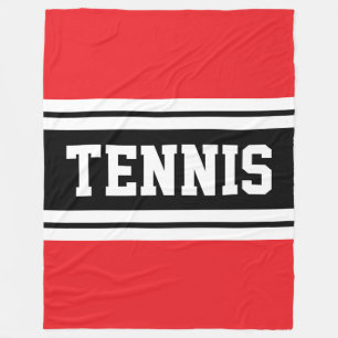 TENNIS Fette Lustige Helle Rot Schwarze Rennstreif Fleecedecke