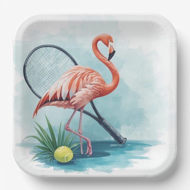 Tennis Florida Tennis Flamingo Pappteller (Vorderseite)